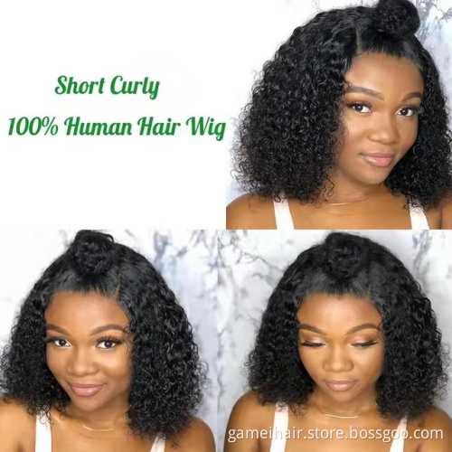 Cheap Price Black  Short Peruvian Bob Wig Transparent Human Lace Frontal Wig Virgin Brazilian Hair Wig For Black Women